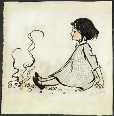 Little Polly Flinders (caneta e tinta e wc no papel) de Arthur Rackham