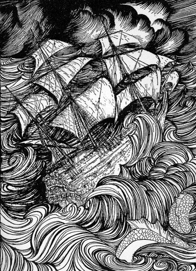 "Manuscrito encontrado numa garrafa" por Edgar Allan Poe de Arthur Rackham