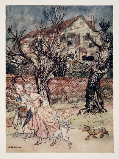 Contos maravilhosos de Haunted Fields, e Haunted Brooks, e Haunted Houses, de The Legend of Sleepy Hollow por Washngton Irving (1783 - 1859), pub. 1928 de Arthur Rackham