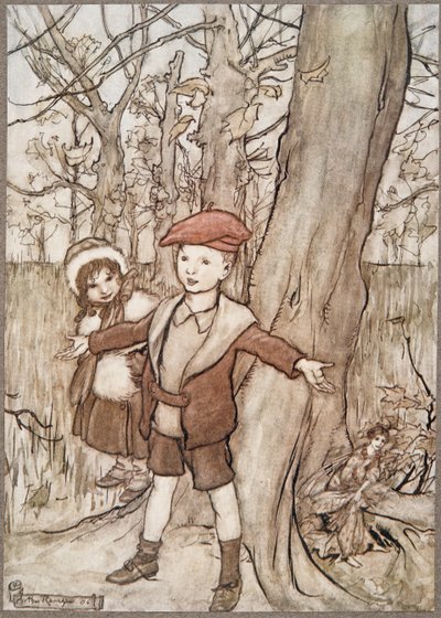 Um dia eles foram ouvidos por uma fada ..., de Peter Pan em Kensington Gardens por JM Barrie (1860 - 1937), pub. 1906 de Arthur Rackham