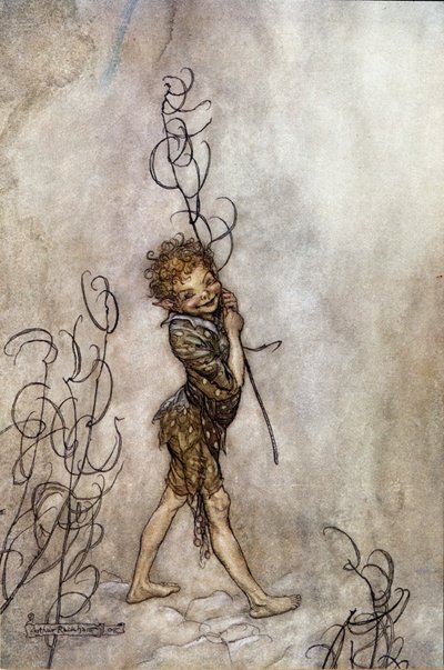 Personagem de disco da peça. Ilustração para The Dream of a Summer Night de William SHAKESPEARE de Arthur Rackham