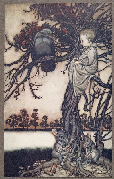 Coloque seu caso estranho antes de Old Solomon Caw, de Peter Pan em Kensington Gardens por JM Barrie (1860 - 1937), pub. 1906 de Arthur Rackham