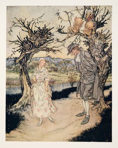 Passeando pelo Crepúsculo .., de The Legend of Sleepy Hollow por Washngton Irving (1783 - 1859), pub. 1928 de Arthur Rackham