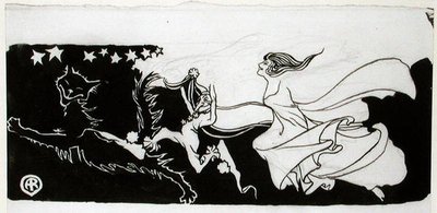 Starlight Frolics (caneta e tinta sobre papel) de Arthur Rackham
