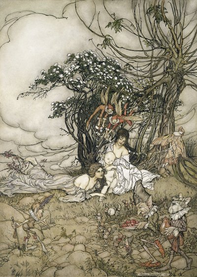 The Changeling, 1905 (wc e caneta e tinta no papel) de Arthur Rackham