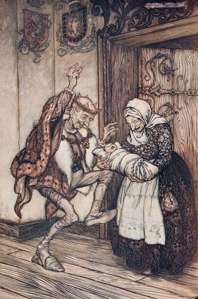 O Rei não pôde se conter de alegria ... dos Contos de Fadas dos Irmãos Grimm, pub. 1909 de Arthur Rackham