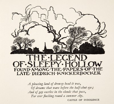 A lenda de Sleepy Hollow, da lenda de Sleepy Hollow por Washington Irving (1783 - 1859), bar. 1928 de Arthur Rackham