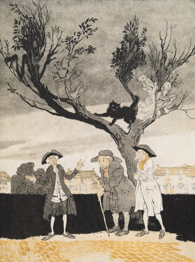 Os homens de Sleepy Hollow (Inside Cover) da lenda de Sleepy Hollow por Washington Irving (1783 - 1859), pub. 1928 de Arthur Rackham