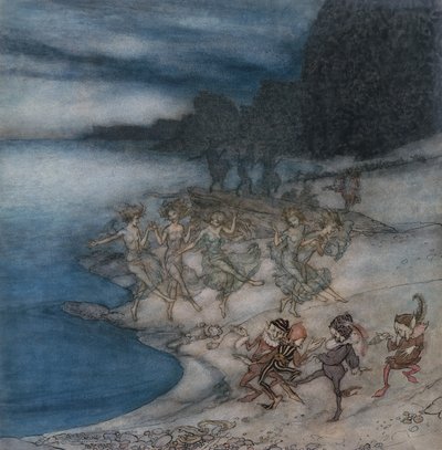 The Pert Fairies e The Dapper Elves (aquarela e caneta e tinta preta) de Arthur Rackham