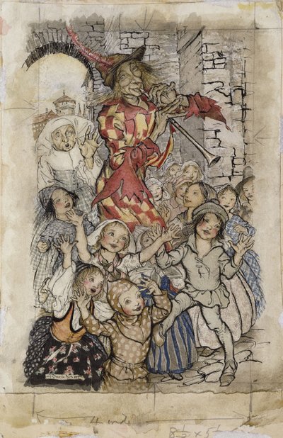 O flautista e as crianças, de Arthur Rackham