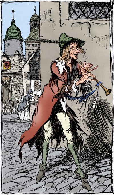O flautista de Hamelin, 1934 de Arthur Rackham