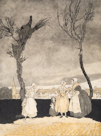 As mulheres de Sleepy Hollow (Inside Cover), de The Legend of Sleepy Hollow por Washington Irving (1783 - 1859), pub. 1928 de Arthur Rackham