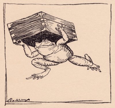 O pequeno foi e trouxe a caixa. Ilustração de Arthur Rackham de Grimm