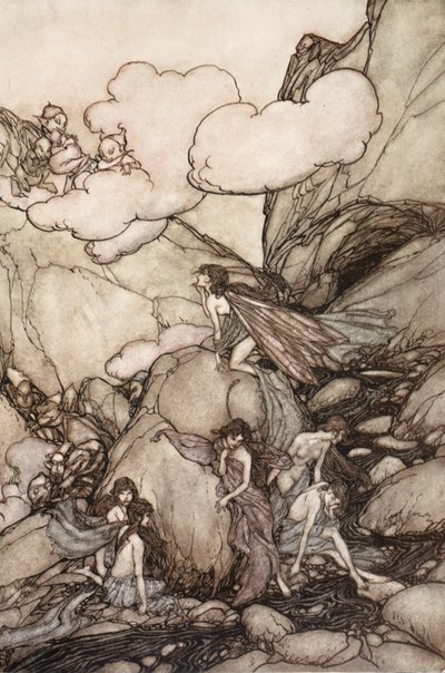 Estas montanhas de fadas, de Rip Van Winkle por Washington Irving, pub. 1910 de Arthur Rackham