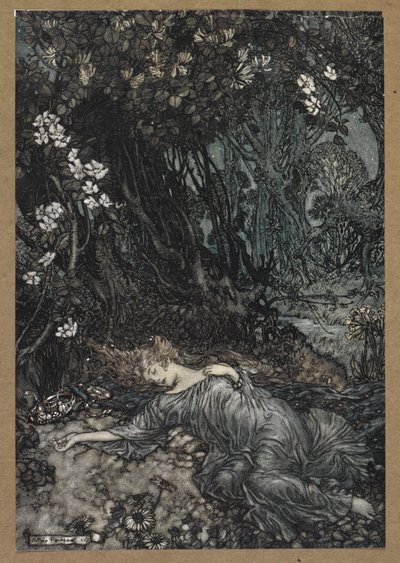 Titania deitada a dormir".
Uma cena de 