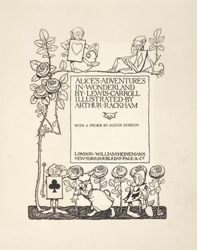 Página de título, de Alices Adventures in Wonderland, de Lewis Carroll, pub.1907 de Arthur Rackham