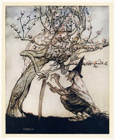 Árvore dos meus! Ó árvore minha! Você já viu minha empregadazinha safada , do English Fairy Tales, pub. 1922 de Arthur Rackham