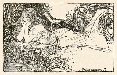 Olhar indefinido para a água, de "Undine". de Arthur Rackham