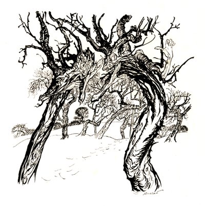 Árvores sussurrantes, de um prato de maçãs, 1917, 1923 de Arthur Rackham