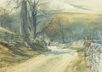 The Winding Road, Upper Wharfedale (aguarela) de Arthur Reginald Smith