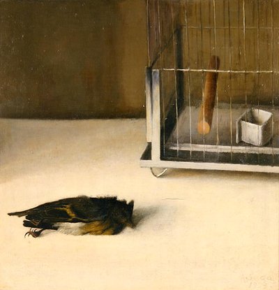 Berlim (Pássaro morto antes de uma gaiola) 1933 (óleo a bordo) de Arthur Segal
