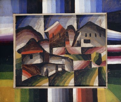 Casa na paisagem; Hauser em Landschaft, c.1920 (óleo sobre tela) de Arthur Segal