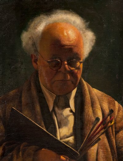 Auto-retrato com paleta e pincéis de Arthur Segal
