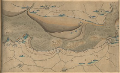 120.000. fornecido. Orientado com norte para o fundo. Relevo mostrado pictoricamente. Mapa pictórico. Hummel compra 1930, não. 34. Mostra a área ao longo do Rio Qiantang, especialmente a seção da Baía de Hangzhou na Província de Zhejiang. Disponível também de Arthur W. Hummel