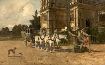 Vista dianteira, de, Wollaton, corredor, nottingham, com, cavalo, e, carruagem, c.1880-1906 de Arthur Walker Redgate