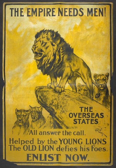 "O império precisa de homens! Um cartaz de recrutamento destinado às colónias britânicas. de Arthur Wardle