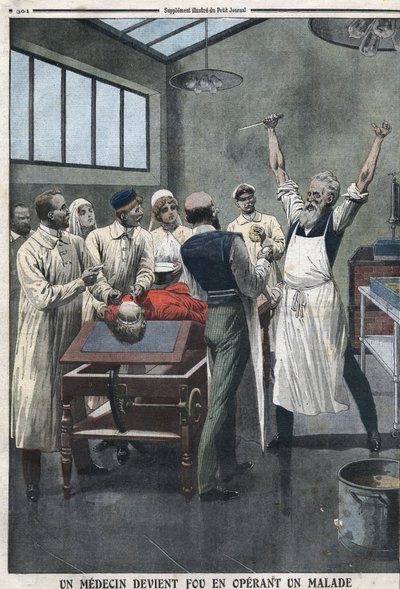 Um médico cirurgião enlouqueceu ao operar um paciente num hospital em Razomin, Chita, Rússia de Artist Unknown