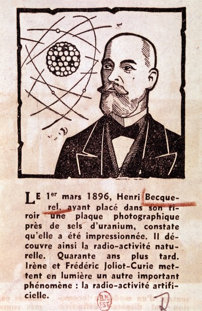 BECQUEREL Antoine Henri Engenheiro francês, físico, Prémio Nobel: Retrato (desenho) de Artist Unknown