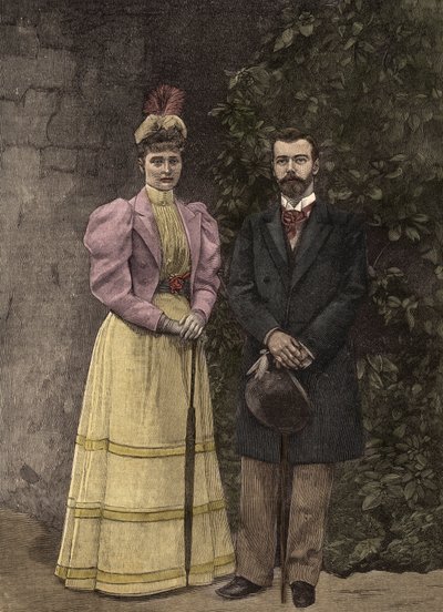 Imperatriz Alexandra Fyodorovna (Alix de Hesse e do Reno, Alexandra Feodorovna Romanova) e Czar Nicolau II da Rússia (1872-1918) de Artist Unknown