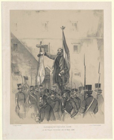 Agradecimento dos jurados húngaros na Universidade de Viena em 16 de março de 1848 de Artist Unknown