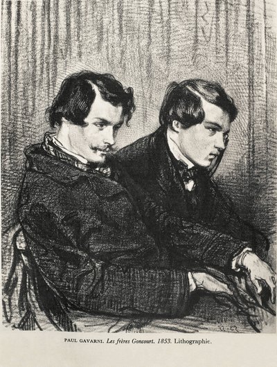 Gavarni, Hippolyte-Guillaume-Sulpice Chevalier, chamado Paul (1804-1866). Edmond e Jules de Goncourt num camarote do teatro. 1853. GONCOURT, Edmon Huot de (1822-1896). Escritor inglês; GONCOURT, Jules Huot de (1830-1870). Escritor inglês. Litografia. Priv de Artist Unknown
