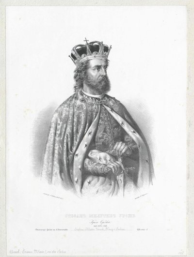 Rei da Sérvia Estêvão Urosch II de Artist Unknown