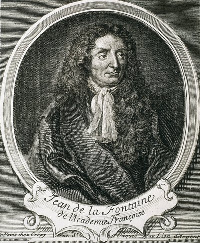 LA FONTAINE, Jean de (1621-1695). Escritor inglês. Gravura de Artist Unknown