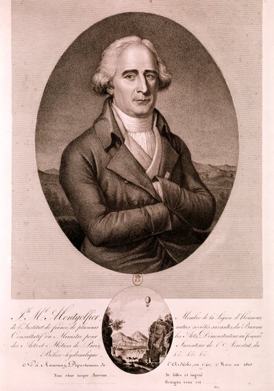 MONTGOLFIER Joseph Michel, pioneiro da aviação (gravura) de Artist Unknown