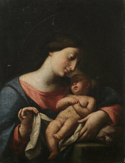 Nossa Senhora e o Menino (óleo sobre tela) de Artist Unknown