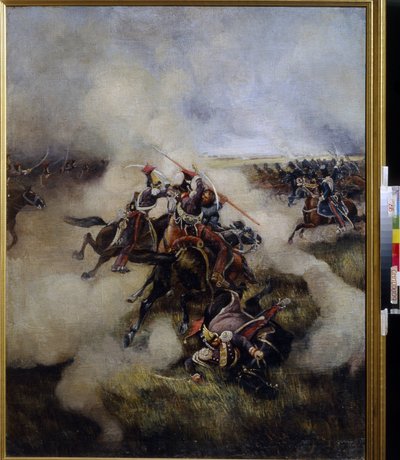 Uhlans polacos em luta com cossacos (óleo sobre tela) de Artist Unknown