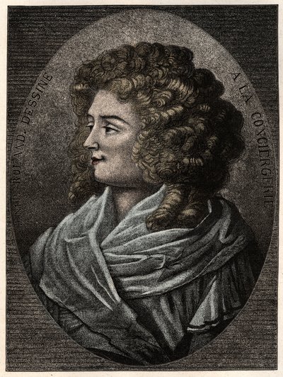 Retrato de Manon (Jeanne Marie) Roland Philipon dite Madame Roland (1754-1793) a la Concierge, membro da fação girondista durante a Revolução Francesa - de Artist Unknown