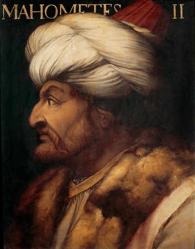 Retrato do Sultão Otomano Mehmed II, chamado o Conquistador (pintura) de Artist Unknown