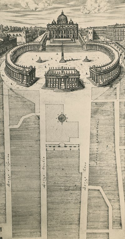 Praça de São Pedro em Roma, gravura, Itália de Artist Unknown