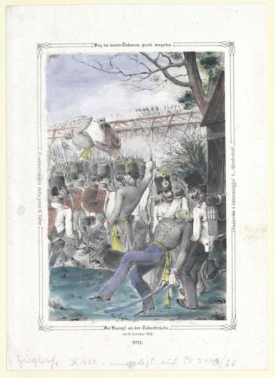 O combate na Taborbruecke (Ponte Tabor) de Artist Unknown