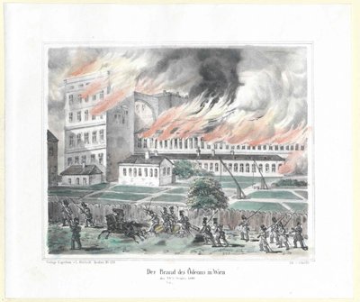 O incendiário do odeon de Viena em 28 de outubro de 1848 de Artist Unknown