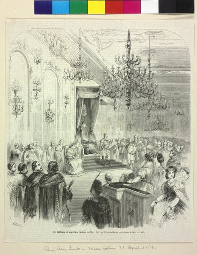 Início do Landtag húngaro em Buda, em 6 de abril de 1861, pelo conde George Apponyi de Artist Unknown