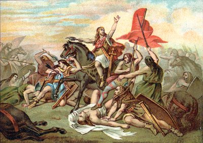 Batalha de Tolbiac (conversão de Clovis) de Ary (after) Scheffer