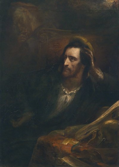 Fausto no seu estudo, assinado e datado por Ary Scheffer 1831 na parte inferior direita. de Ary Scheffer