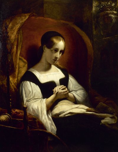 Marguerite au rouet Gretchen na roda de fiar, c. 1831. de Ary Scheffer