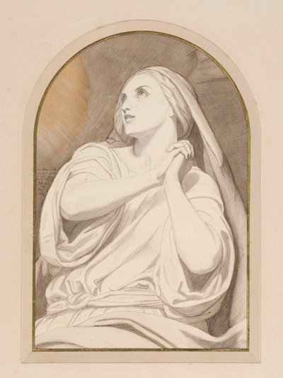 Maria Madalena em êxtase, c.1858 (lápis, lápis de cera, aguarela, aguada e tinta sobre papel) de Ary Scheffer